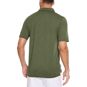 TACVASEN Army Green Men's Casual Polo Golf Shirts Quick Dry 3 Buttons