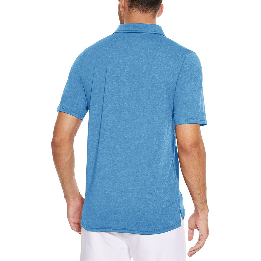 TACVASEN Sky Blue Men's Casual Polo Golf Shirts Quick Dry 3 Buttons