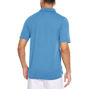 TACVASEN Sky Blue Men's Casual Polo Golf Shirts Quick Dry 3 Buttons