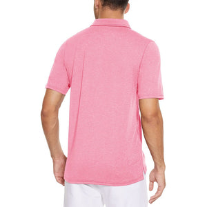 TACVASEN Pink Men's Casual Polo Golf Shirts Quick Dry 3 Buttons