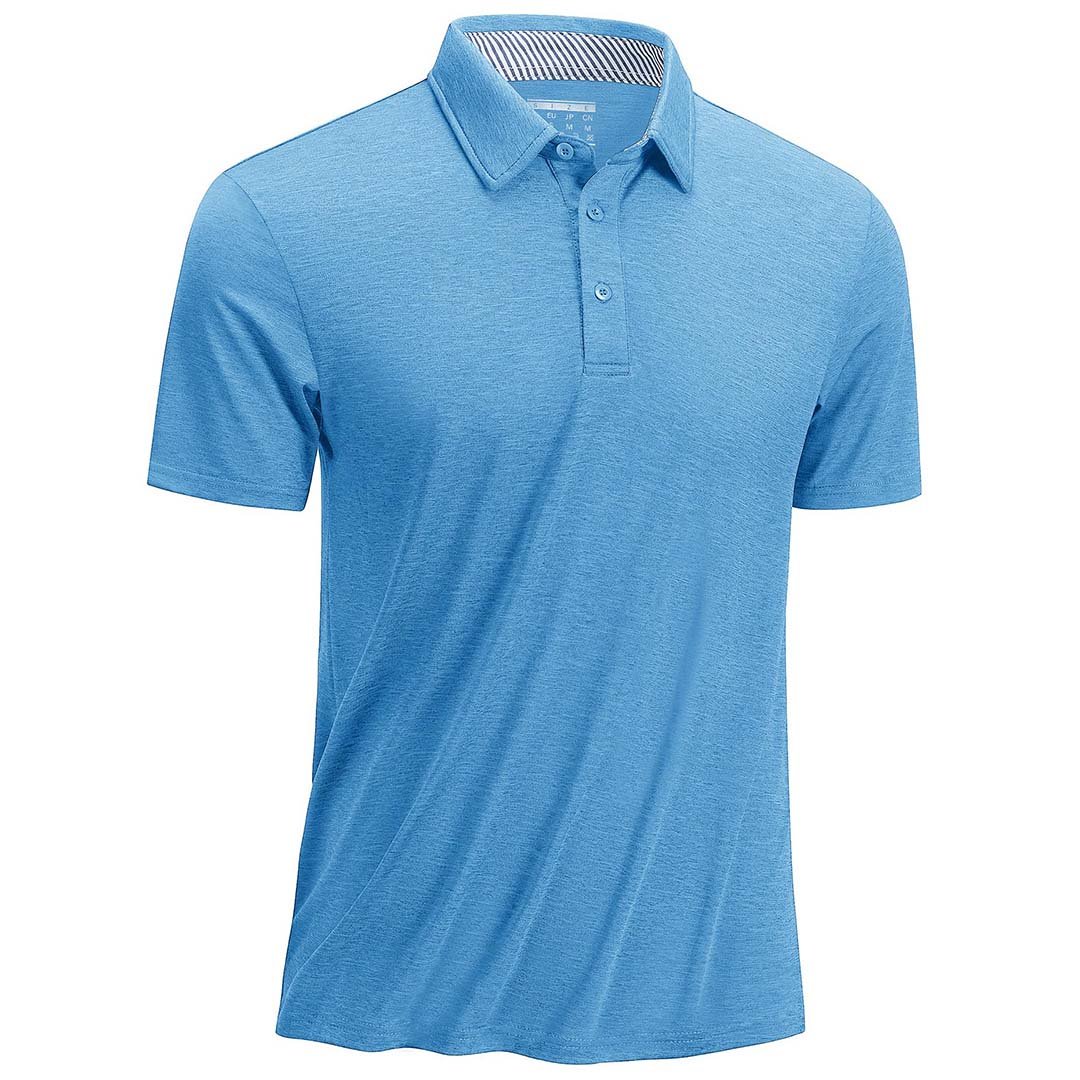 TACVASEN Sky Blue Men's Casual Polo Golf Shirts Quick Dry 3 Buttons
