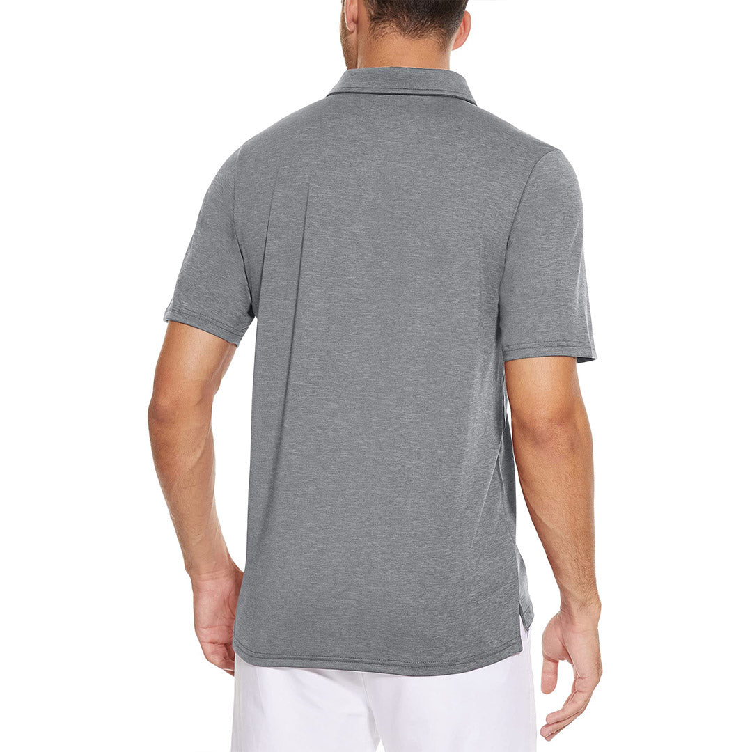 TACVASEN Silver Men's Casual Polo Golf Shirts Quick Dry 3 Buttons
