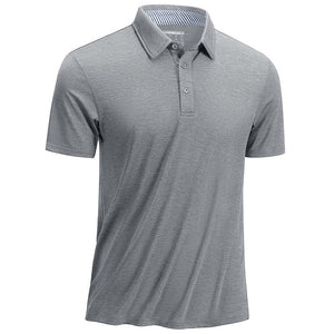TACVASEN Silver Men's Casual Polo Golf Shirts Quick Dry 3 Buttons