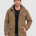 TACVASEN Khaki Men's Casual Winter Cotton Military Jacket Classic