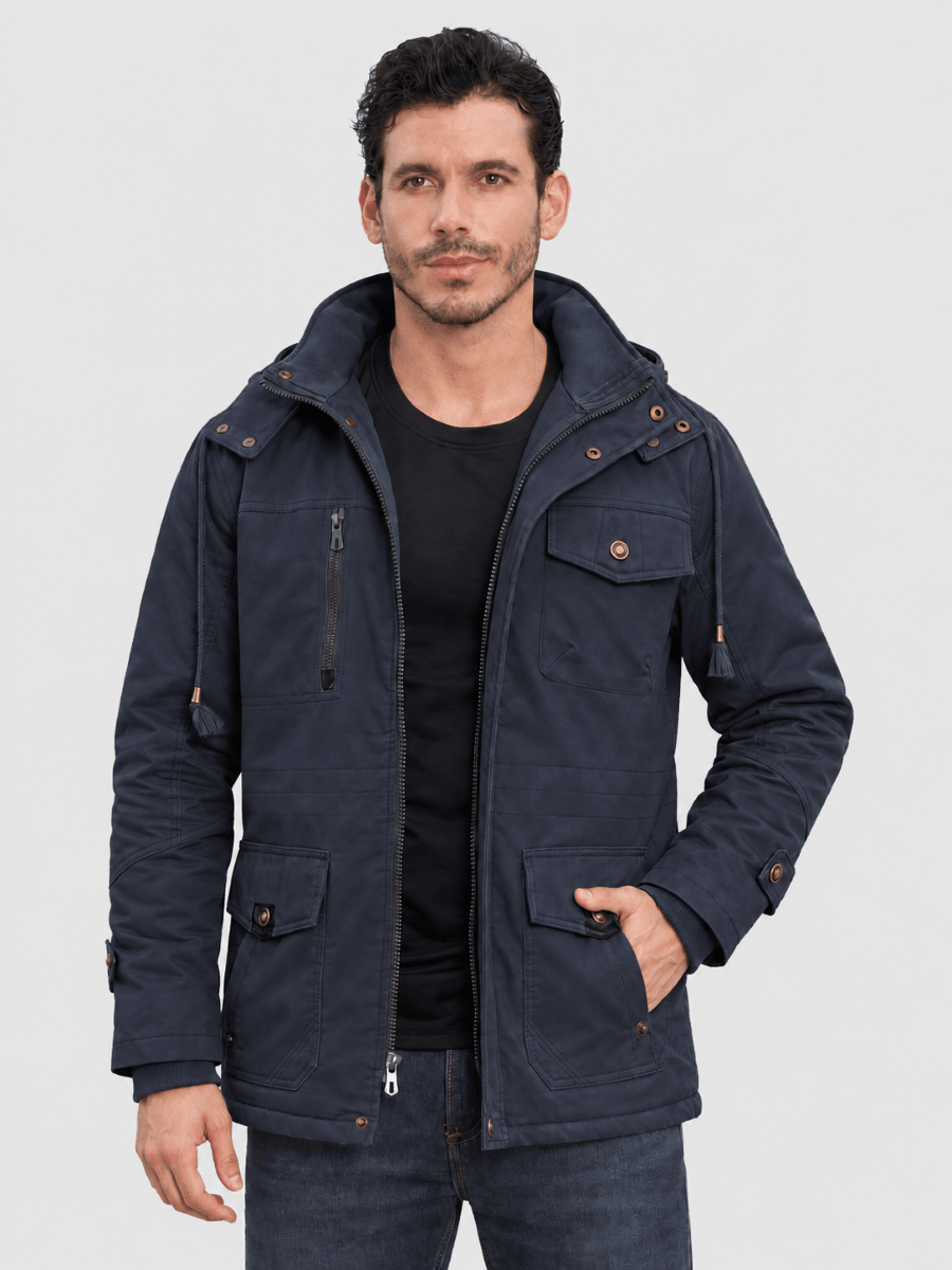 TACVASEN Navy Men's Casual Winter Cotton Military Jacket Classic
