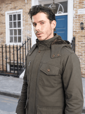 TACVASEN Army Green Men's Casual Winter Cotton Military Jacket Classic