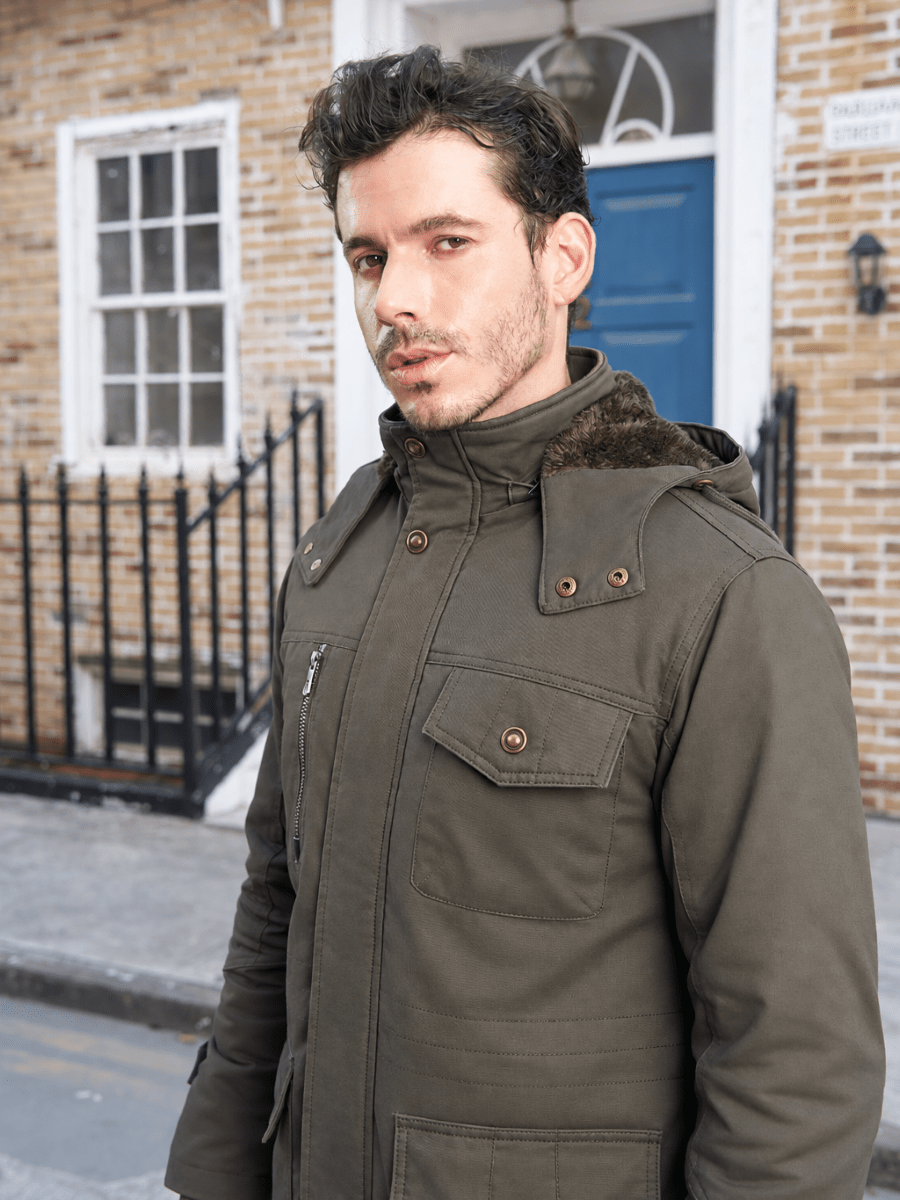 TACVASEN Army Green Men's Casual Winter Cotton Military Jacket Classic