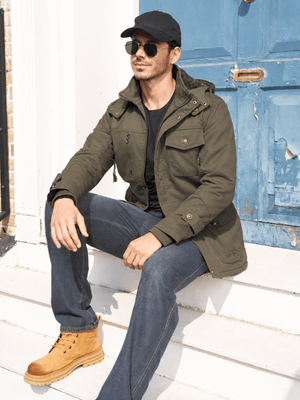 TACVASEN Army Green Men's Casual Winter Cotton Military Jacket Classic