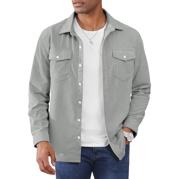 Men’s Corduroy Button Down Long Sleeve Lightweight Casual Shirt Jacket - B23M2024