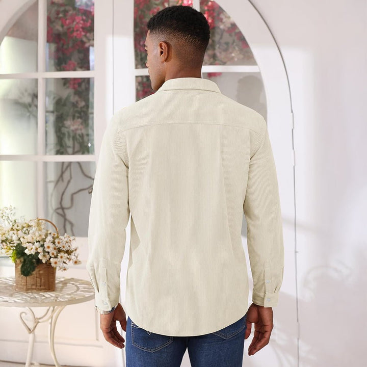 Men’s Corduroy Button Down Long Sleeve Lightweight Casual Shirt Jacket - B23M2024