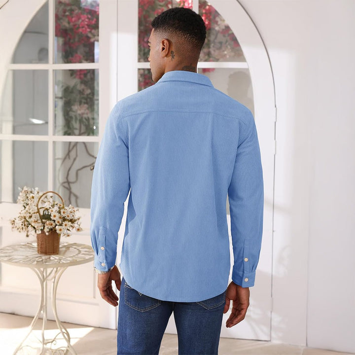 Men’s Corduroy Button Down Long Sleeve Lightweight Casual Shirt Jacket - B23M2024