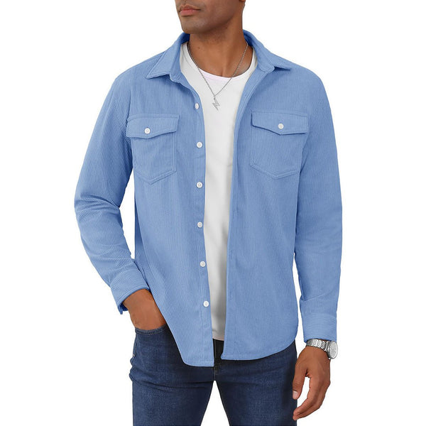 Men’s Corduroy Button Down Long Sleeve Lightweight Casual Shirt Jacket - B23M2024