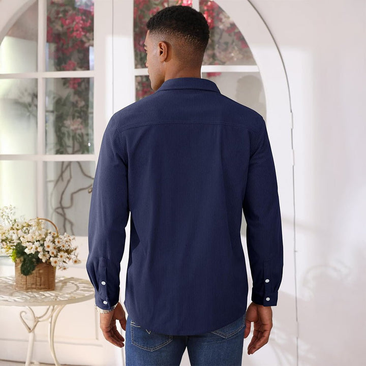 Men’s Corduroy Button Down Long Sleeve Lightweight Casual Shirt Jacket - B23M2024
