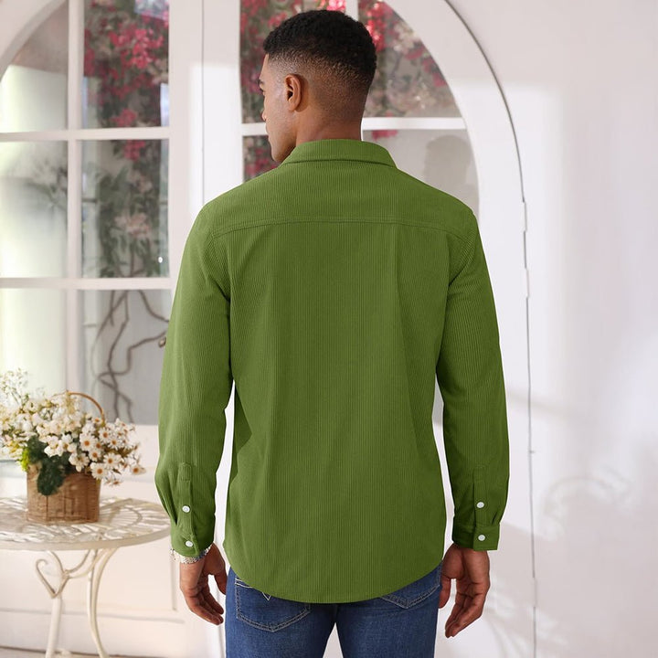 Men’s Corduroy Button Down Long Sleeve Lightweight Casual Shirt Jacket - B23M2024