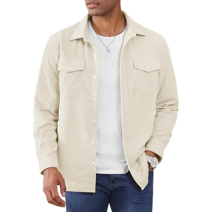 Men’s Corduroy Button Down Long Sleeve Lightweight Casual Shirt Jacket - B23M2024