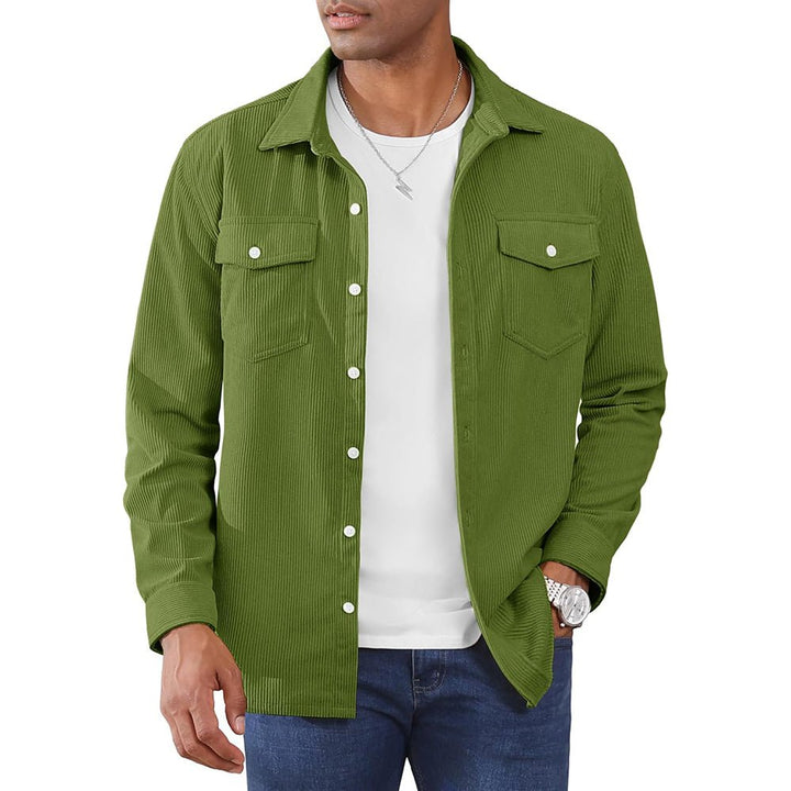 Men’s Corduroy Button Down Long Sleeve Lightweight Casual Shirt Jacket - B23M2024