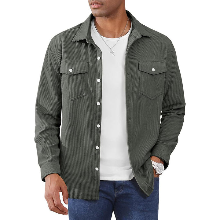 Men’s Corduroy Button Down Long Sleeve Lightweight Casual Shirt Jacket - B23M2024