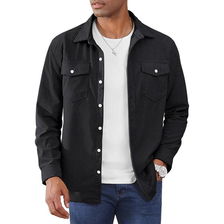 Men’s Corduroy Button Down Long Sleeve Lightweight Casual Shirt Jacket - B23M2024