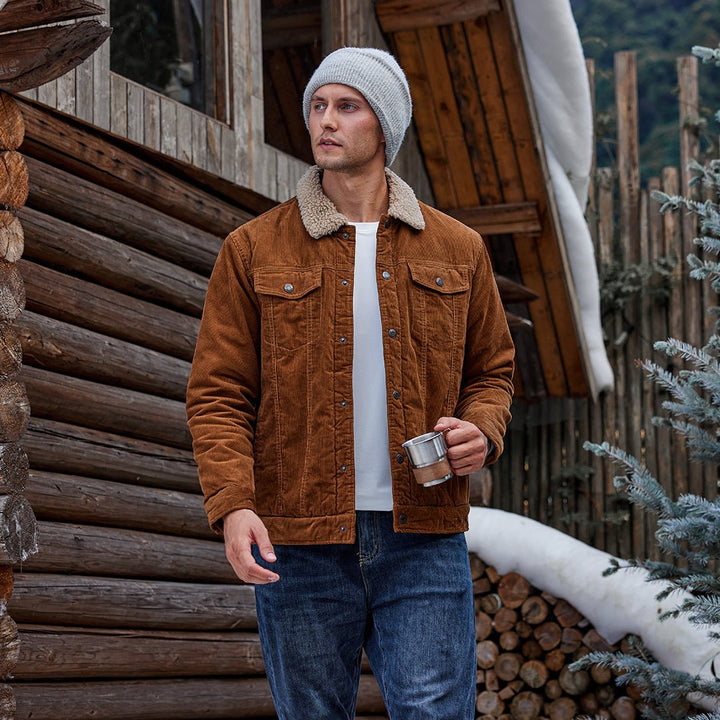 Men's Corduroy Jacket Sherpa Lined Warm Winter Coat Cargo Jacket - Fall Winter 2022