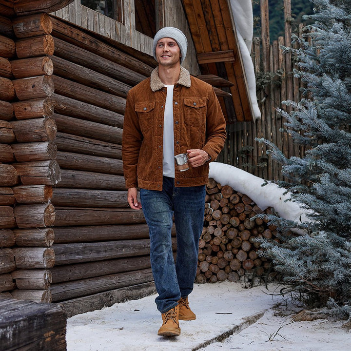 Men's Corduroy Jacket Sherpa Lined Warm Winter Coat Cargo Jacket - Fall Winter 2022
