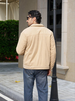 TACVASEN Sand Men's Corduroy Warm Winter Jacket With Multi Pockets