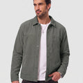 TACVASEN Dark Grey Men's Corduroy Warm Winter Jacket With Multi Pockets