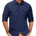 TACVASEN Navy Men's Cotton Casual Stylish Shirts