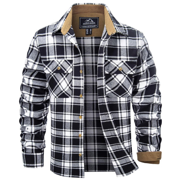 Men's Cotton Flannel Shirt Long Sleeve Casual Plaid - google_men_lightweight_jacket