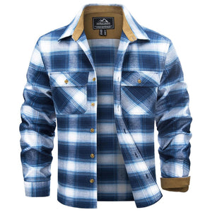 Men's Cotton Flannel Shirt Long Sleeve Casual Plaid - google_men_lightweight_jacket