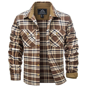 Men's Cotton Flannel Shirt Long Sleeve Casual Plaid - google_men_lightweight_jacket