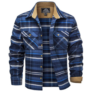 Men's Cotton Flannel Shirt Long Sleeve Casual Plaid - google_men_lightweight_jacket