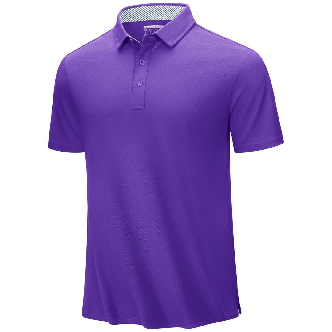 TACVASEN Purple Men's Cotton Pique Short Sleeve Classic Fit Polo Shirt