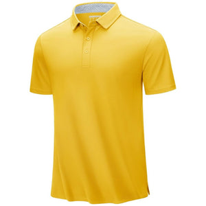 TACVASEN Yellow Men's Cotton Pique Short Sleeve Classic Fit Polo Shirt