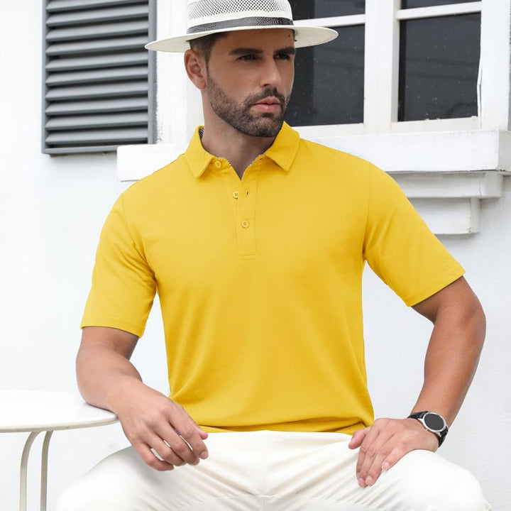 Men's Cotton Pique Short Sleeve Classic Fit Polo Shirt - Men's Polo Shirts