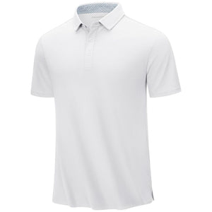 TACVASEN White Men's Cotton Pique Short Sleeve Classic Fit Polo Shirt