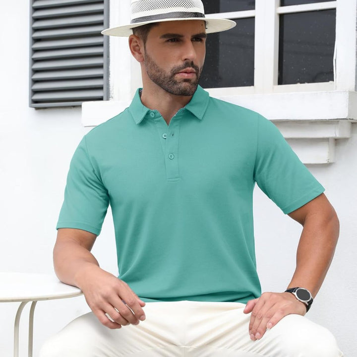 Men's Cotton Pique Short Sleeve Classic Fit Polo Shirt - Men's Polo Shirts