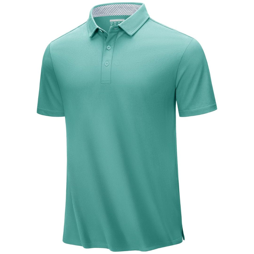TACVASEN Grey Green Men's Cotton Pique Short Sleeve Classic Fit Polo Shirt
