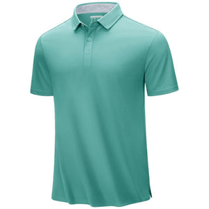 TACVASEN Grey Green Men's Cotton Pique Short Sleeve Classic Fit Polo Shirt