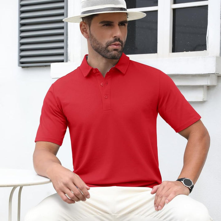 Men's Cotton Pique Short Sleeve Classic Fit Polo Shirt - Men's Polo Shirts