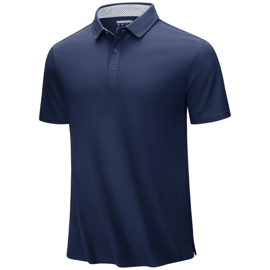 TACVASEN Navy Men's Cotton Pique Short Sleeve Classic Fit Polo Shirt