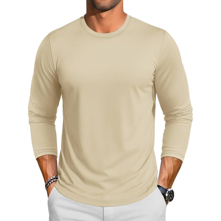 Men's Cotton Solid Color Classic Casual Long Sleeve T-shirt - L23M949D