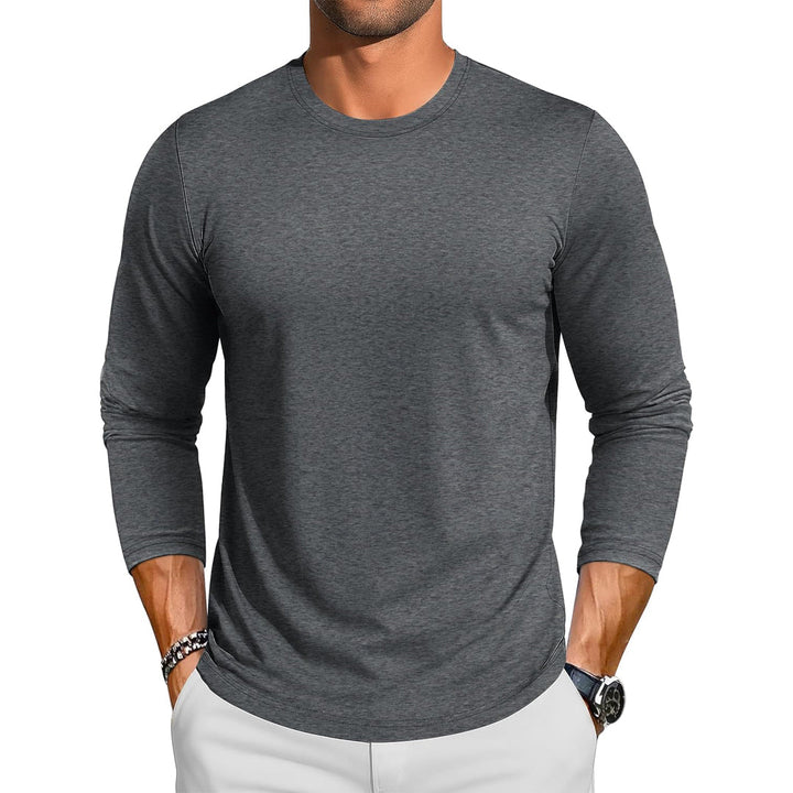 Men's Cotton Solid Color Classic Casual Long Sleeve T-shirt - L23M949D