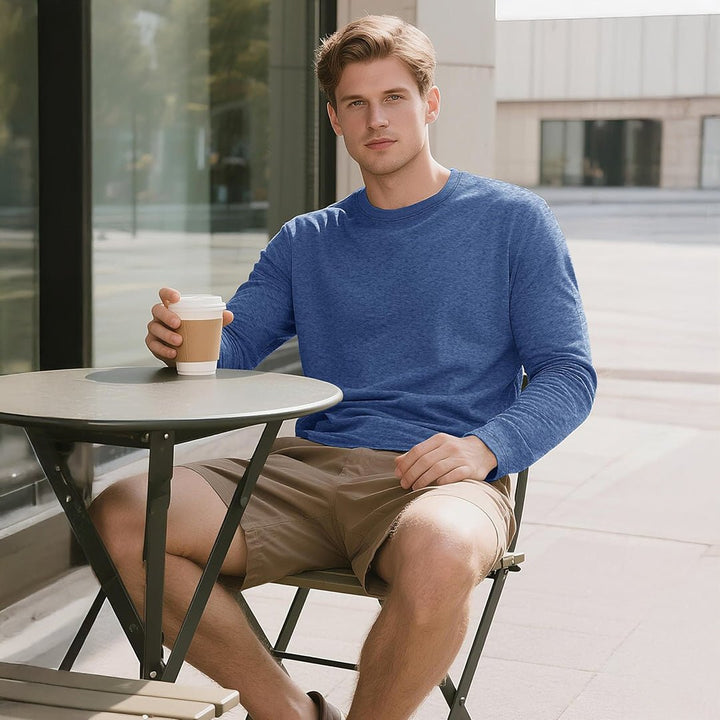 Men's Cotton Solid Color Classic Casual Long Sleeve T-shirt - L23M949D