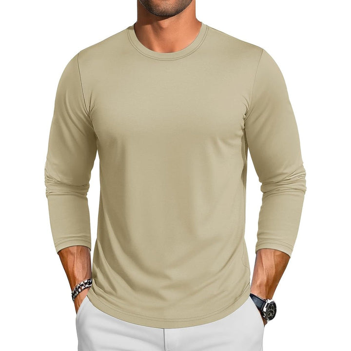 Men's Cotton Solid Color Classic Casual Long Sleeve T-shirt - L23M949D