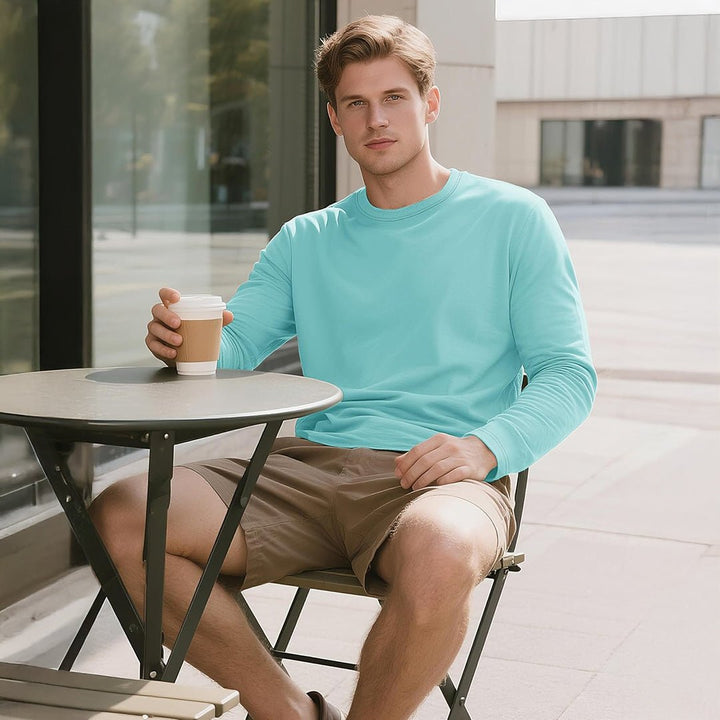 Men's Cotton Solid Color Classic Casual Long Sleeve T-shirt - L23M949D