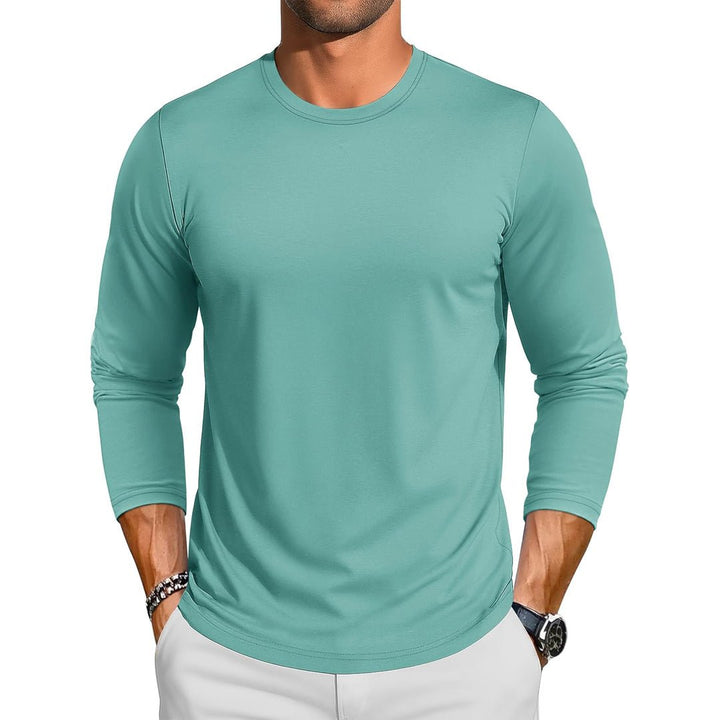 Men's Cotton Solid Color Classic Casual Long Sleeve T-shirt - L23M949D