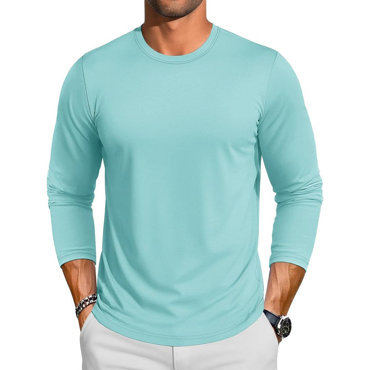 Men's Cotton Solid Color Classic Casual Long Sleeve T-shirt - L23M949D