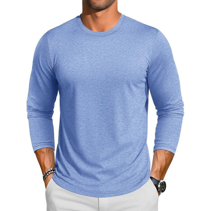 Men's Cotton Solid Color Classic Casual Long Sleeve T-shirt - L23M949D