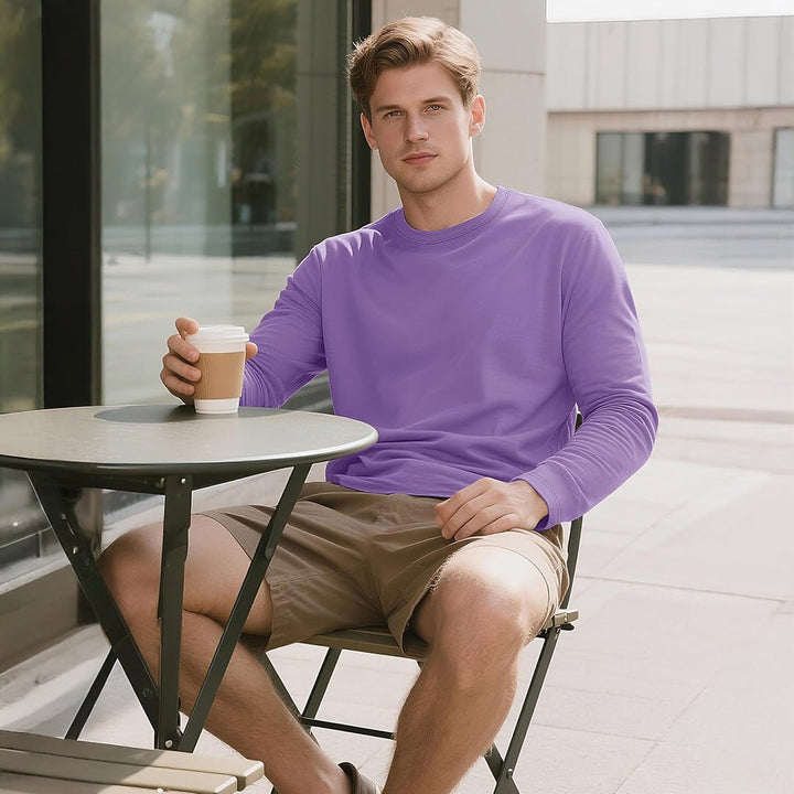 Men's Cotton Solid Color Classic Casual Long Sleeve T-shirt - L23M949D