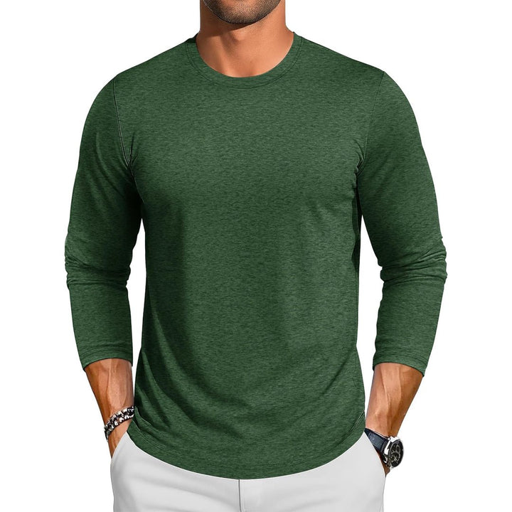 Men's Cotton Solid Color Classic Casual Long Sleeve T-shirt - L23M949D